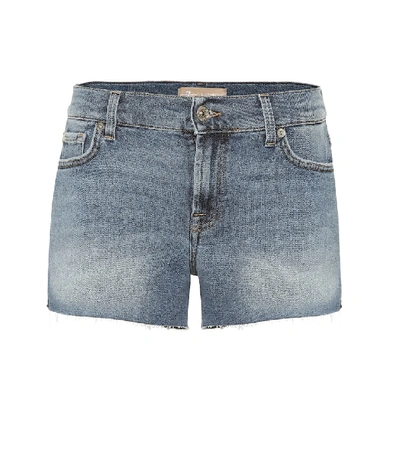 Shop 7 For All Mankind Mid-rise Denim Shorts In Blue