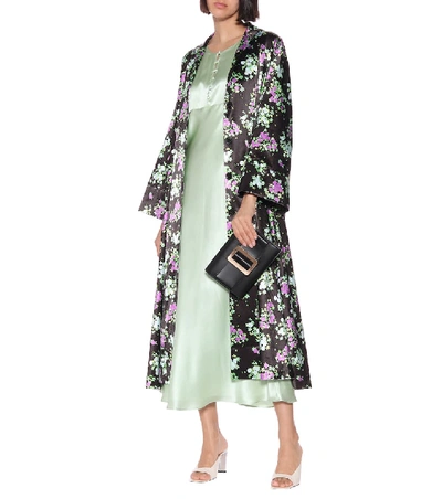 Shop Bernadette Sofia Floral Satin Coat In Black