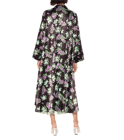 Shop Bernadette Sofia Floral Satin Coat In Black