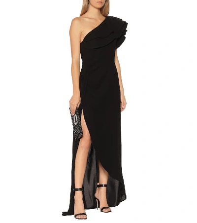 Shop Elie Saab Asymmetrical Gown In Black