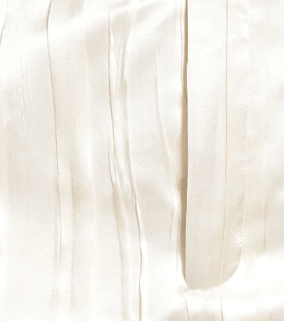 Shop Saint Laurent Pleated Silk-blend Satin Pants In White