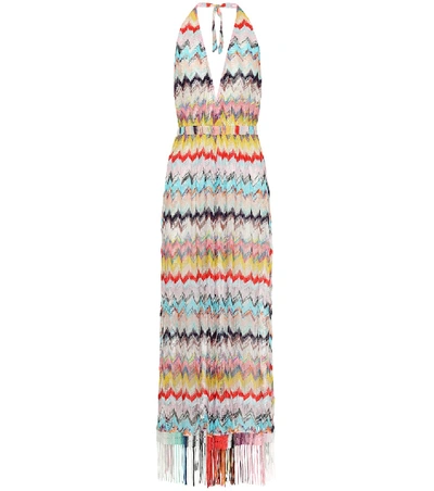 Shop Missoni Chevron Halter-neck Dress In Multicoloured