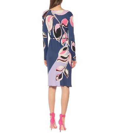 Shop Emilio Pucci Printed Silk-blend Dress In Blue