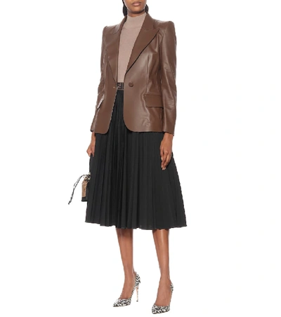 Shop Fendi Pleated Cotton-blend Skirt In Black