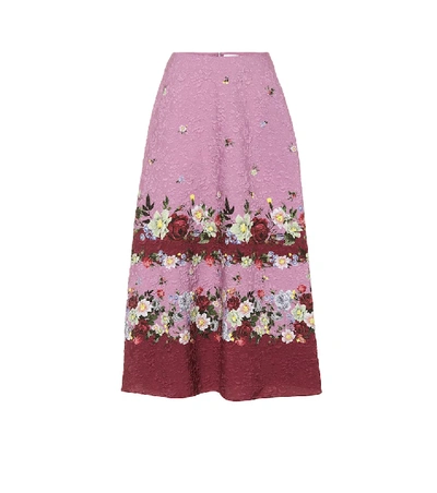 Shop Erdem Tiana Matelassé Midi Skirt In Pink