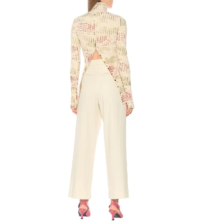 Shop Paco Rabanne Floral Cotton Turtleneck Top In Multicoloured