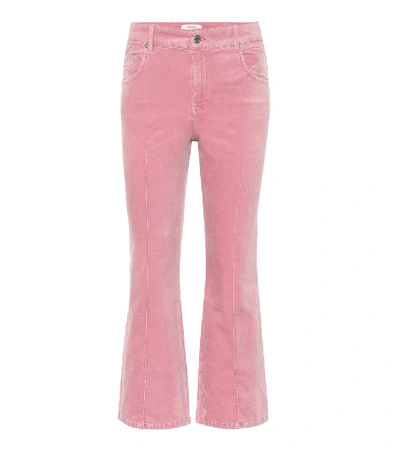 Shop Isabel Marant Étoile Anyree Cropped Velvet Pants In Pink