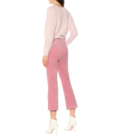 Shop Isabel Marant Étoile Anyree Cropped Velvet Pants In Pink