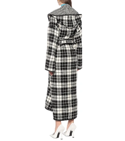 Shop Balenciaga Checked Wool-blend Coat In Black