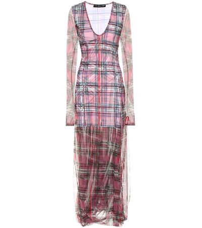 Shop Y/project Checked Stretch-cotton Dress In Pink