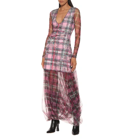 Shop Y/project Checked Stretch-cotton Dress In Pink