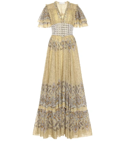 Shop Etro Printed Cotton Gown In Yellow