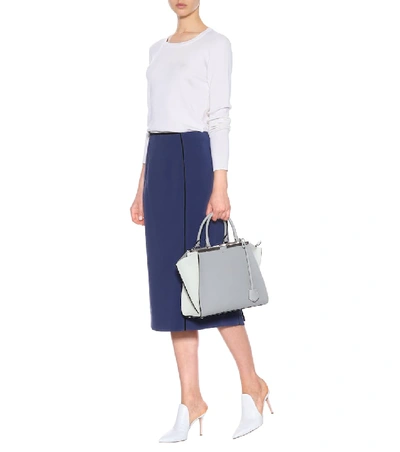Shop Fendi Piped Pencil Skirt In Blue