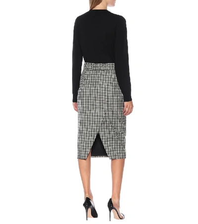 Shop Altuzarra Checked Wool-blend Skirt In Black