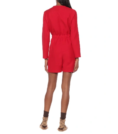 Shop Gucci Wool And Silk Playsuit In Red