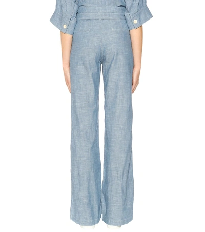 Shop Chloé Chambray Trousers In Blue