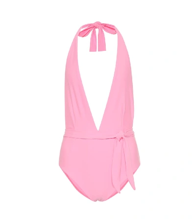 Shop Alexandra Miro Eva Halter Swimsuit In Pink