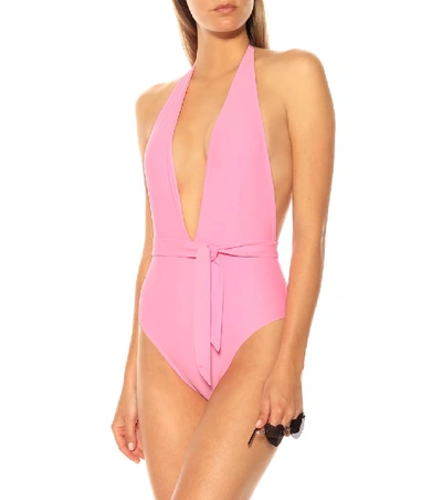 Shop Alexandra Miro Eva Halter Swimsuit In Pink