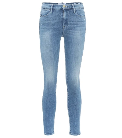 Shop Frame Le High Skinny High-rise Jeans In Blue