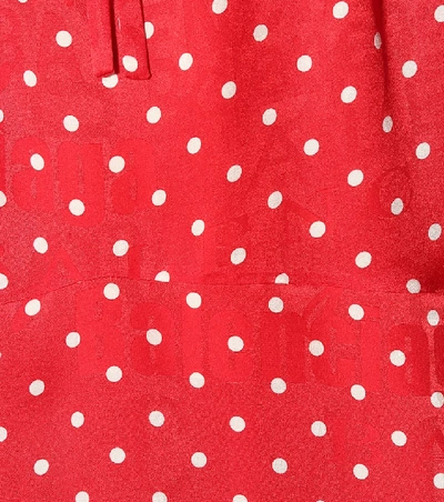 Shop Balenciaga Polka-dot Silk Midi Dress In Red
