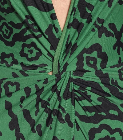 Shop Self-portrait Leopard-print One-piece Swimsuit In Green