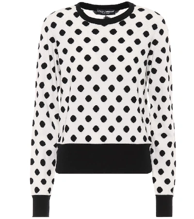 Shop Dolce & Gabbana Polka-dot Cashmere Sweater In White