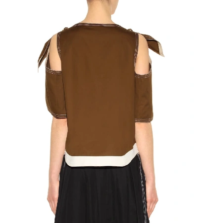 Shop Chloé Embellished Cotton Top In Brown