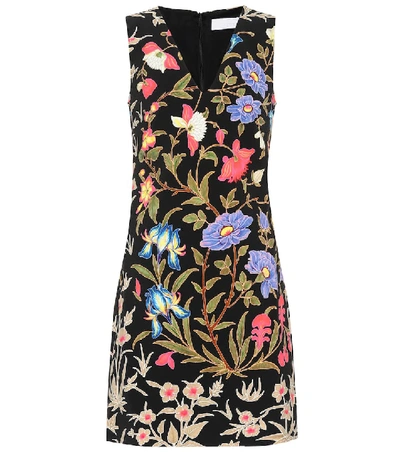 Shop Peter Pilotto Floral-printed Cady Minidress In Black