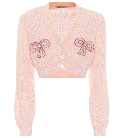 Shop Alessandra Rich Mohair-blend Cardigan In Pink