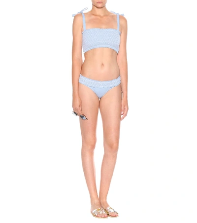 Shop Heidi Klein Cassis Smocked Bandeau Bikini Top In Blue