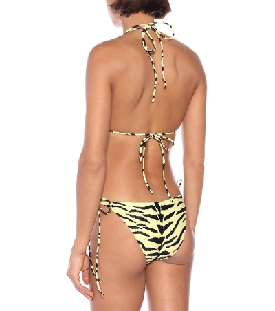 Shop Saint Laurent Zebra-print Bikini Bottoms In Yellow