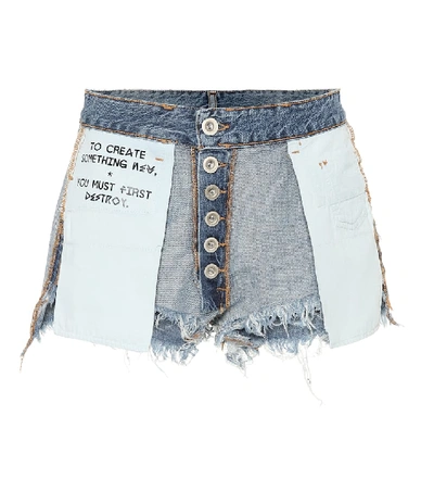 Shop Ben Taverniti Unravel Project Reversed Denim Shorts In Blue