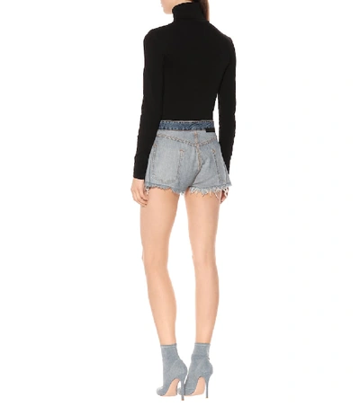 Shop Ben Taverniti Unravel Project Reversed Denim Shorts In Blue