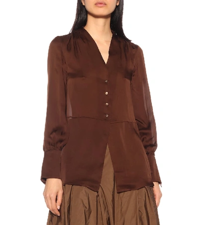 Shop Arje Gaia Silk Shirt In Brown