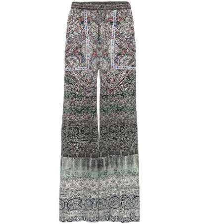 Shop Camilla Embellished Printed Silk Pants In Grey