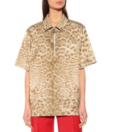 Shop Burberry Printed Cotton Shirt In Beige