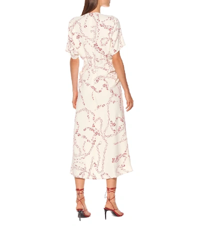 Shop Victoria Beckham Printed Cady Midi Dress In White