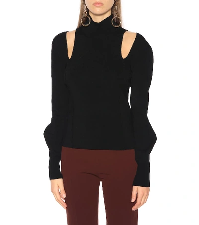 Shop Chloé Cut-out Wool-blend Sweater In Black