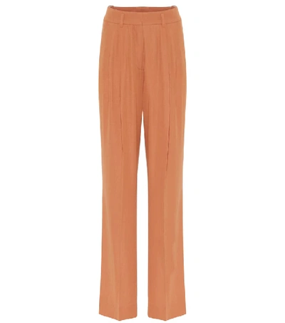 Shop Petar Petrov Hector Wide-leg Wool-blend Pants In Brown