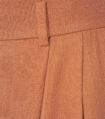 Shop Petar Petrov Hector Wide-leg Wool-blend Pants In Brown
