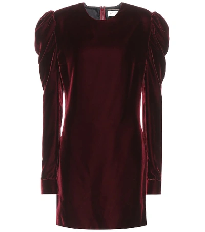 Shop Saint Laurent Velvet Dress In Red