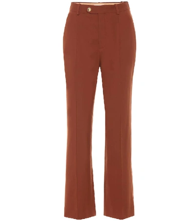 Shop Chloé High-rise Stretch-wool Pants In Brown