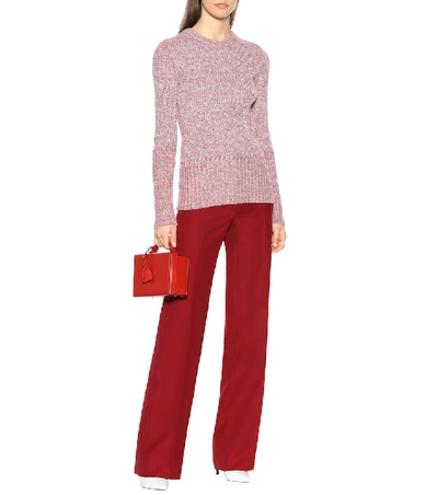 Shop Victoria Beckham Wool Wide-leg Pants In Red