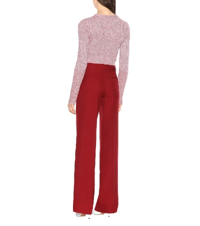 Shop Victoria Beckham Wool Wide-leg Pants In Red