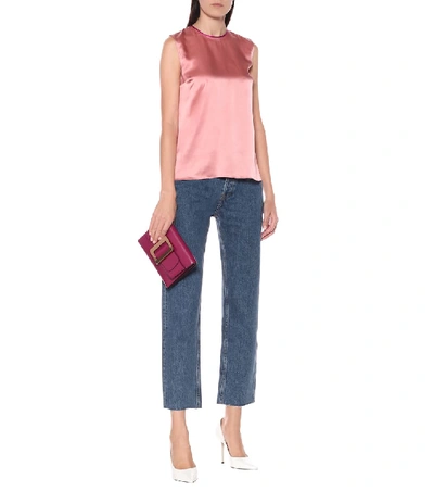 Shop Roksanda Kobe Silk-satin Top In Pink