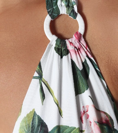 Shop Dolce & Gabbana Floral Halter Swimsuit In White