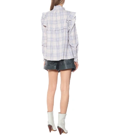 Shop Isabel Marant Étoile Idety Check Cotton Blouse In Blue