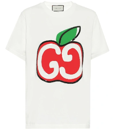 Shop Gucci Gg Sequined Cotton T-shirt In White