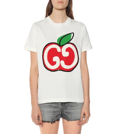 Shop Gucci Gg Sequined Cotton T-shirt In White