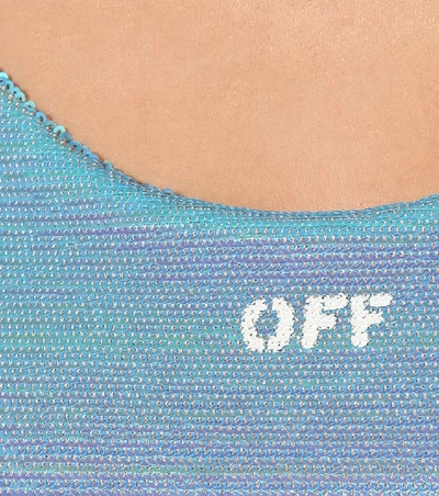 Shop Off-white Sequined Crop Top In Blue